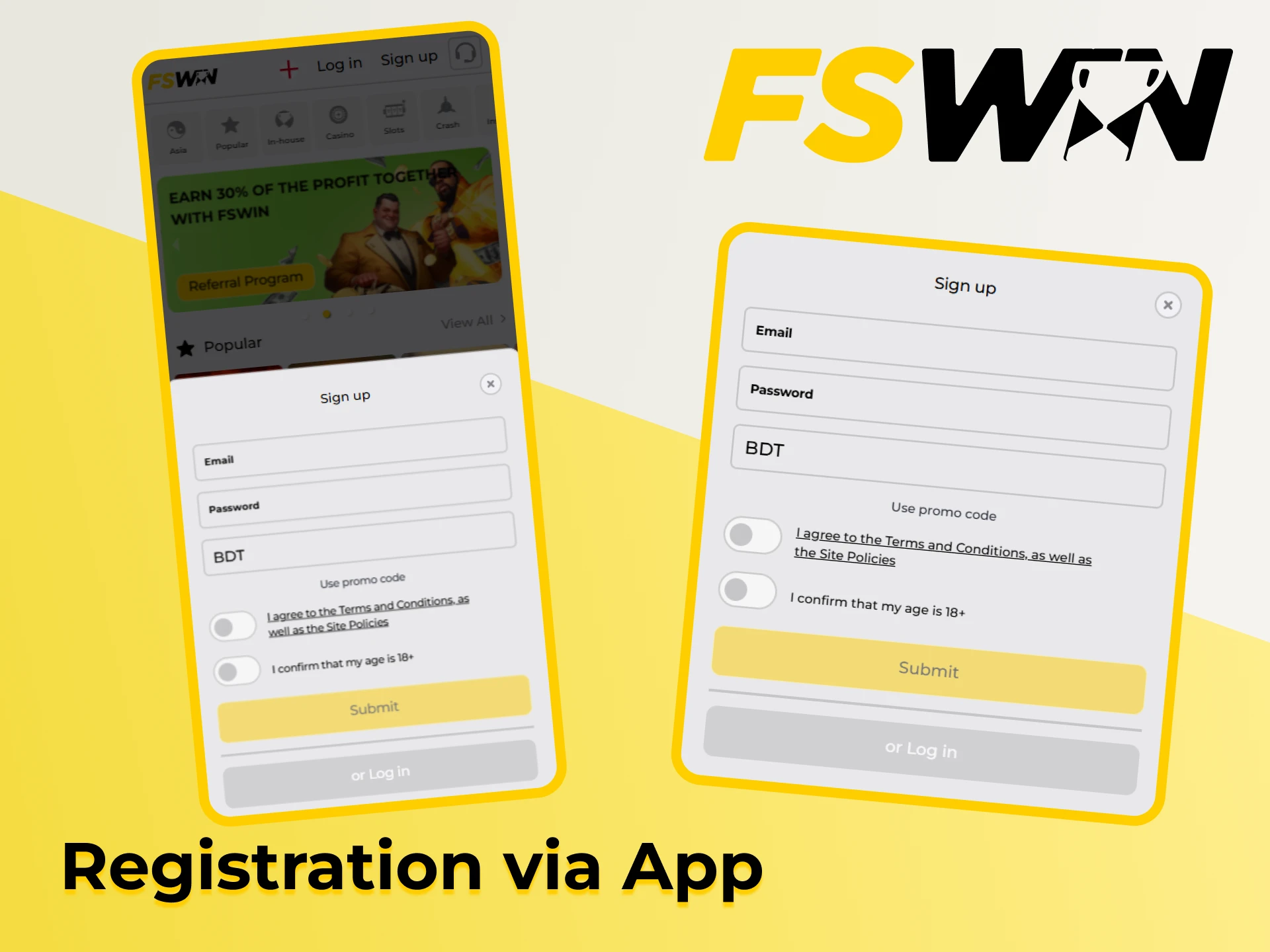 Sign up for FSWin through the app to play and bet.