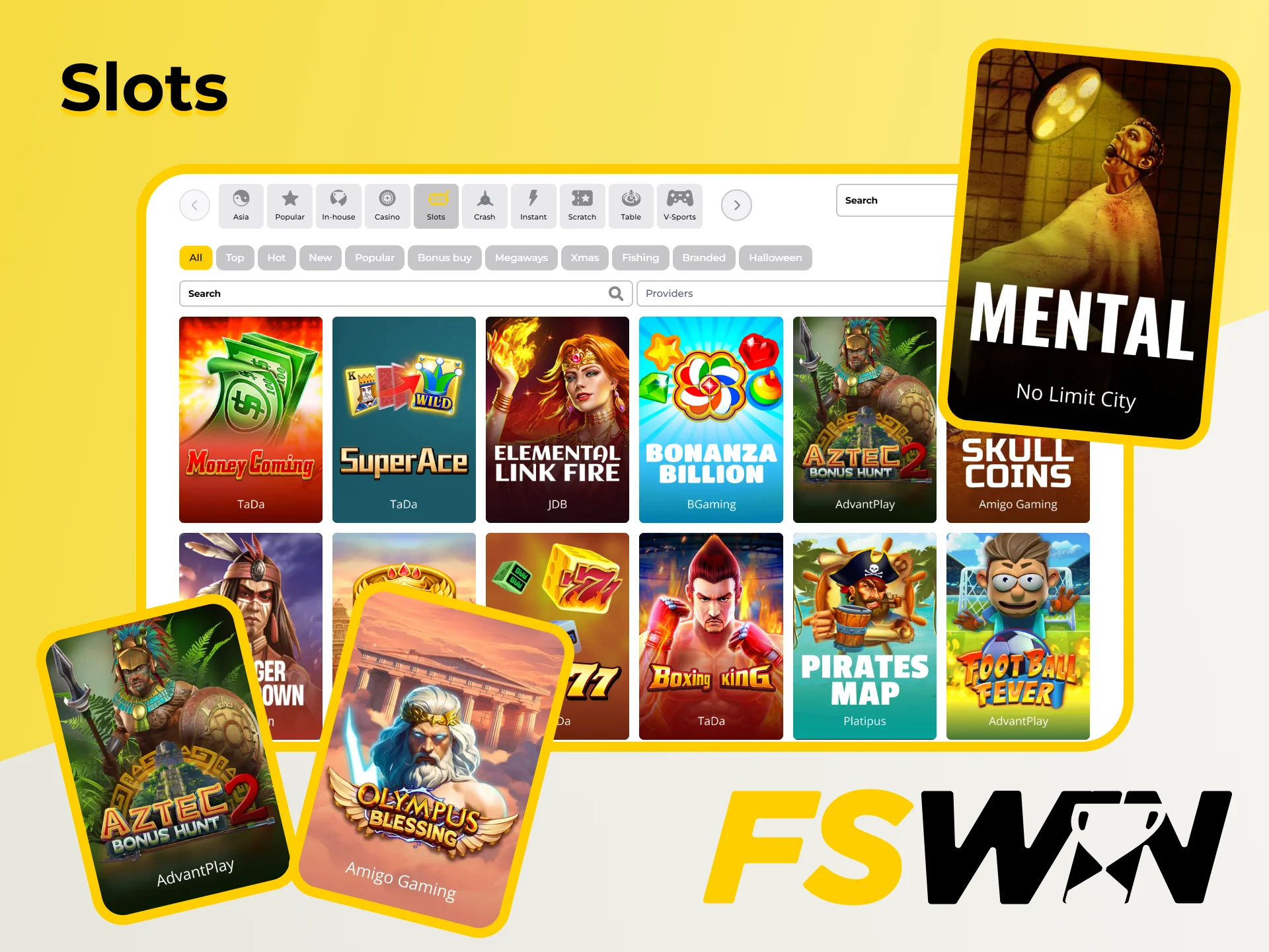 FSWin provides a wide range of slot games.