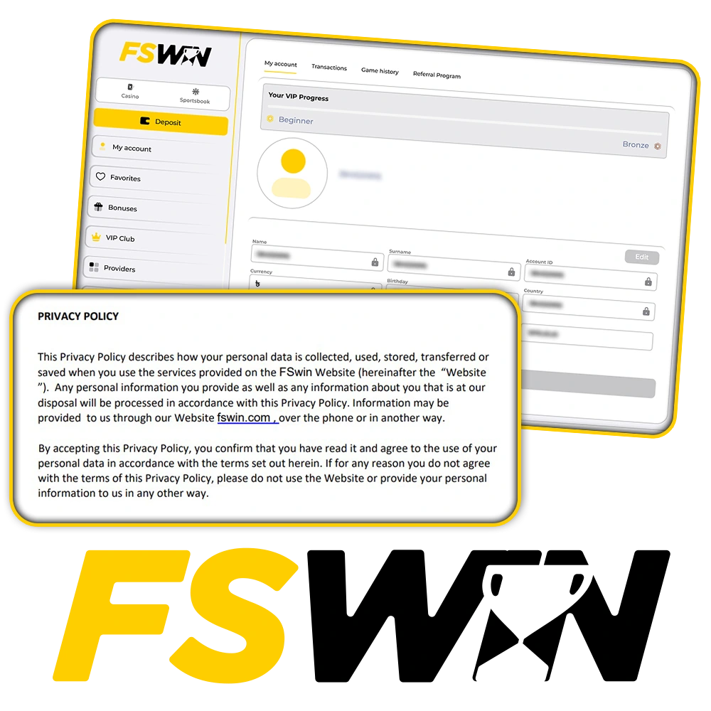 FSwin privacy policy outlines how personal data is collected, used, and protected.