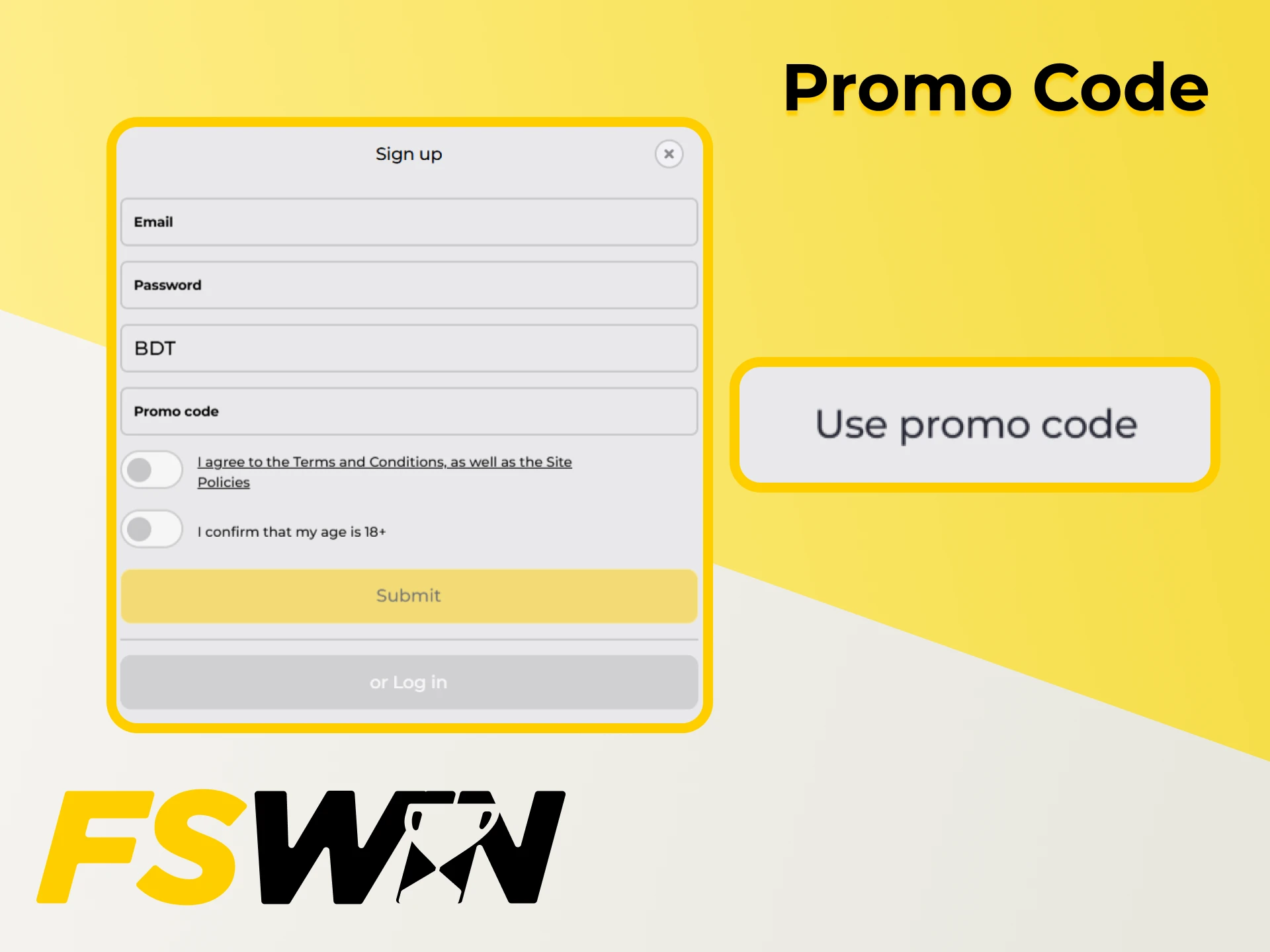 Enter the FSWin promo code when creating an account.