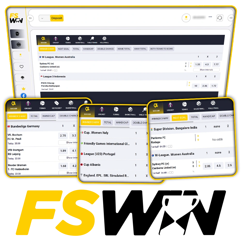 Bet on thrilling football matches with FS Win.
