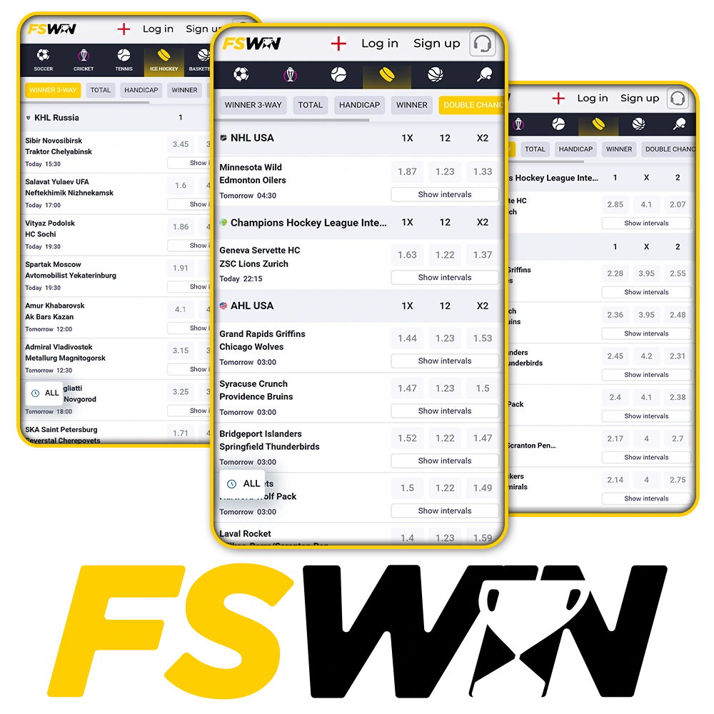 Bet on exciting ice hockey matches with FS Win.